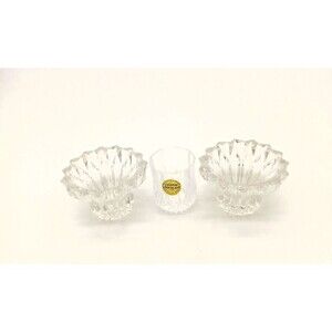 Cristal D' Arques 2 Clear Cut Lead Crystal Candle Stick Holders & Mini Vase
